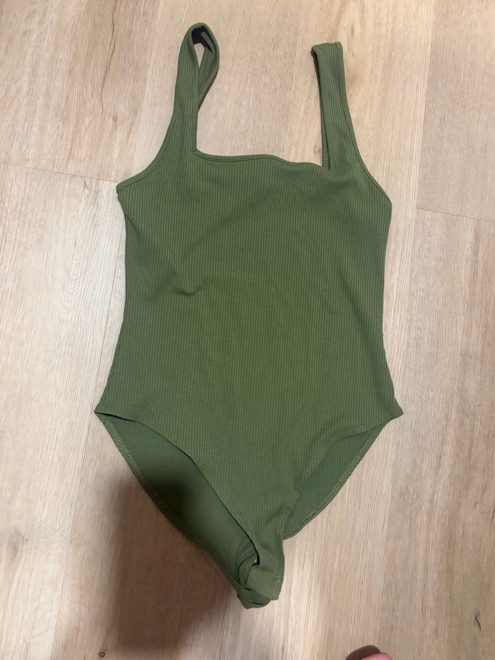 Women’s Ribbed Olive Green One-Piece Bodysuit